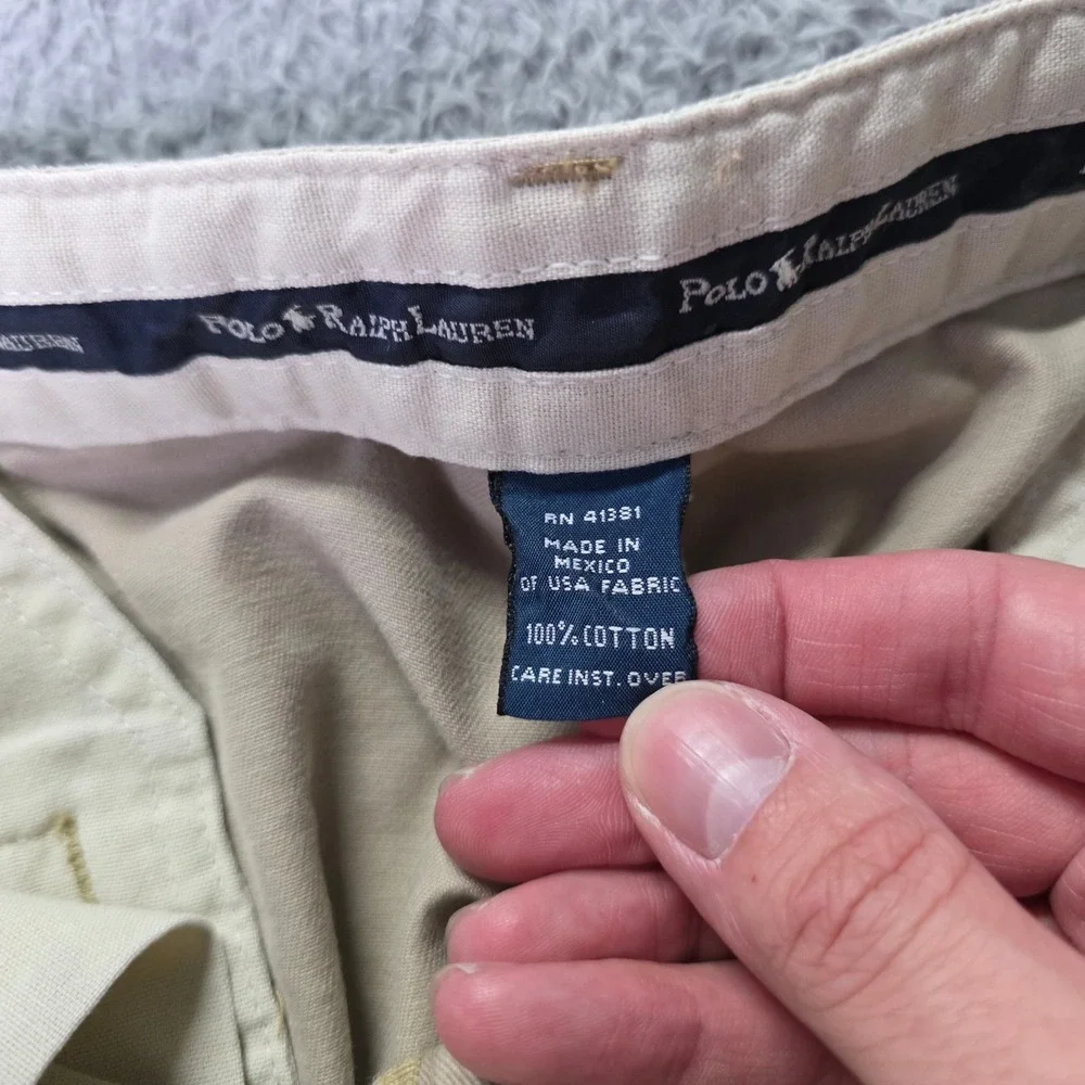 Polo Ralph Lauren Mens 36x30 Chino Pants Tan Khaki Double Pleated Relaxed Fit